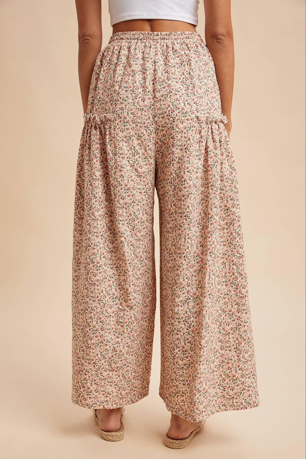 Ditsy Floral Crinkled Woven Palazzo Pants