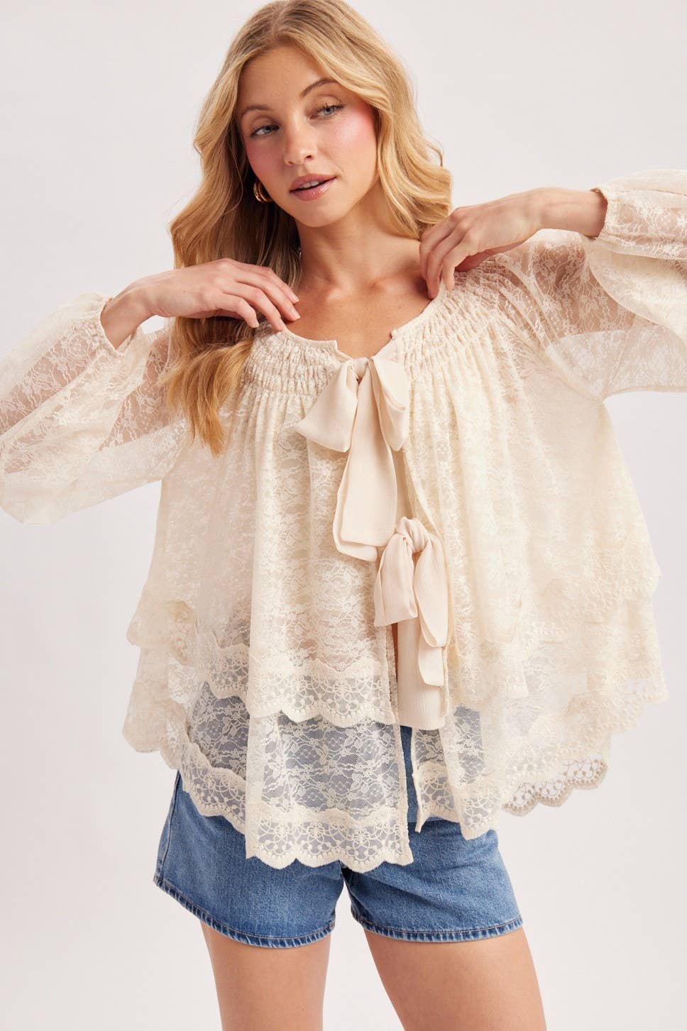 Layered Lace Blouse Top